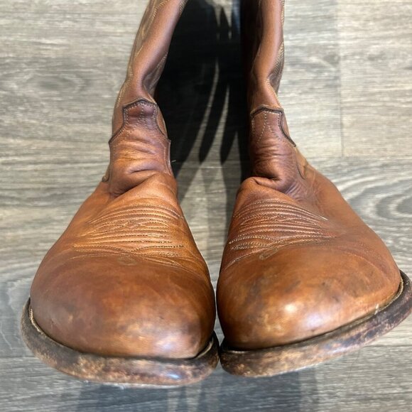 Justin Men's 10.5D Apache Brown Leather Western Cowboy Round Toe Boots 2253 - Picture 4 of 12